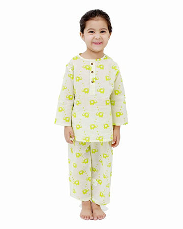 Light Green Elephant Night Suit Unisex