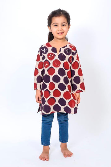 Black Polka Dot Bagru Block Printed Kurta