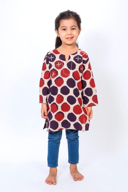 Black Polka Dot Bagru Block Printed Kurta