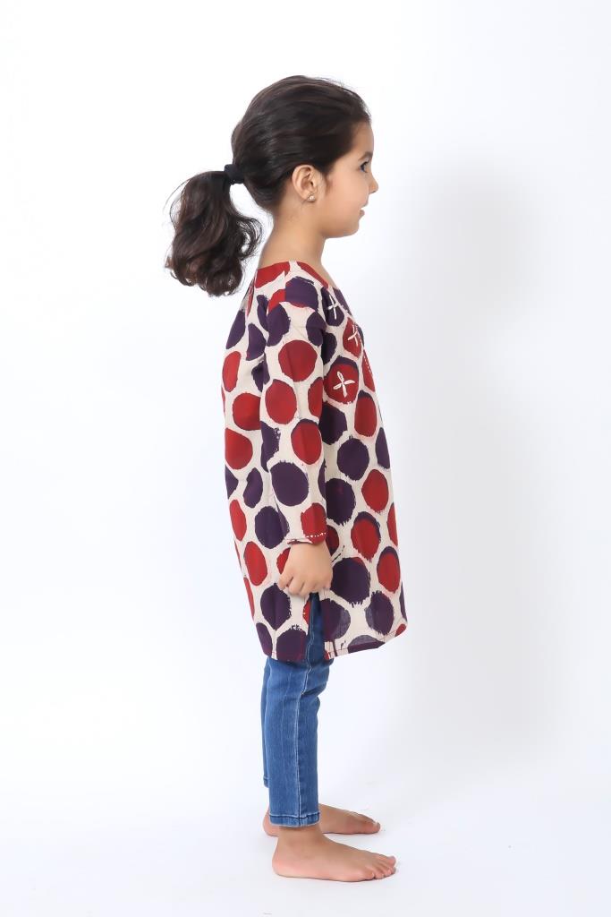 Black Polka Dot Bagru Block Printed Kurta