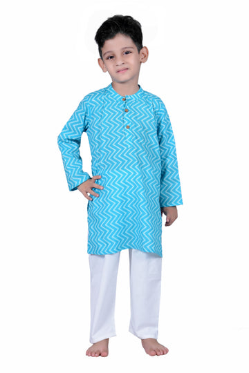 Blue Zig Zag Kurta Pajama - Set of 2