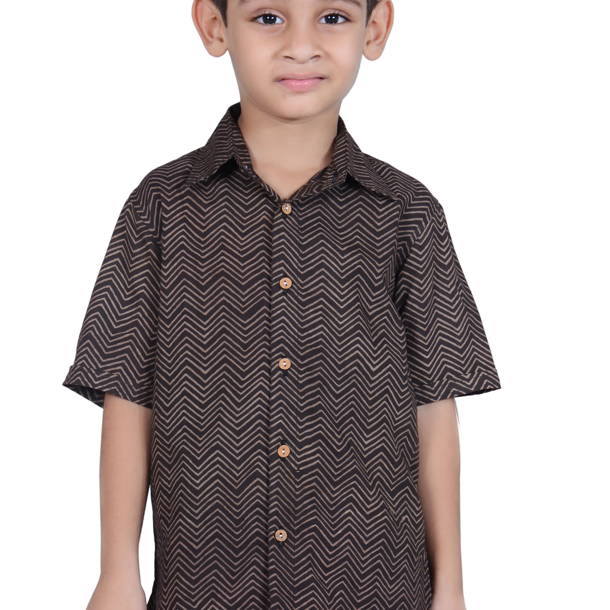 Black Zig Zag Block Printed Shirt