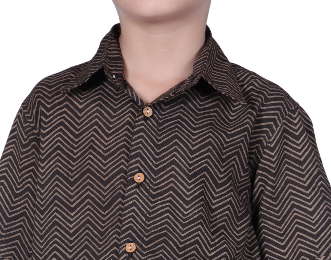 Black Zig Zag Block Printed Shirt