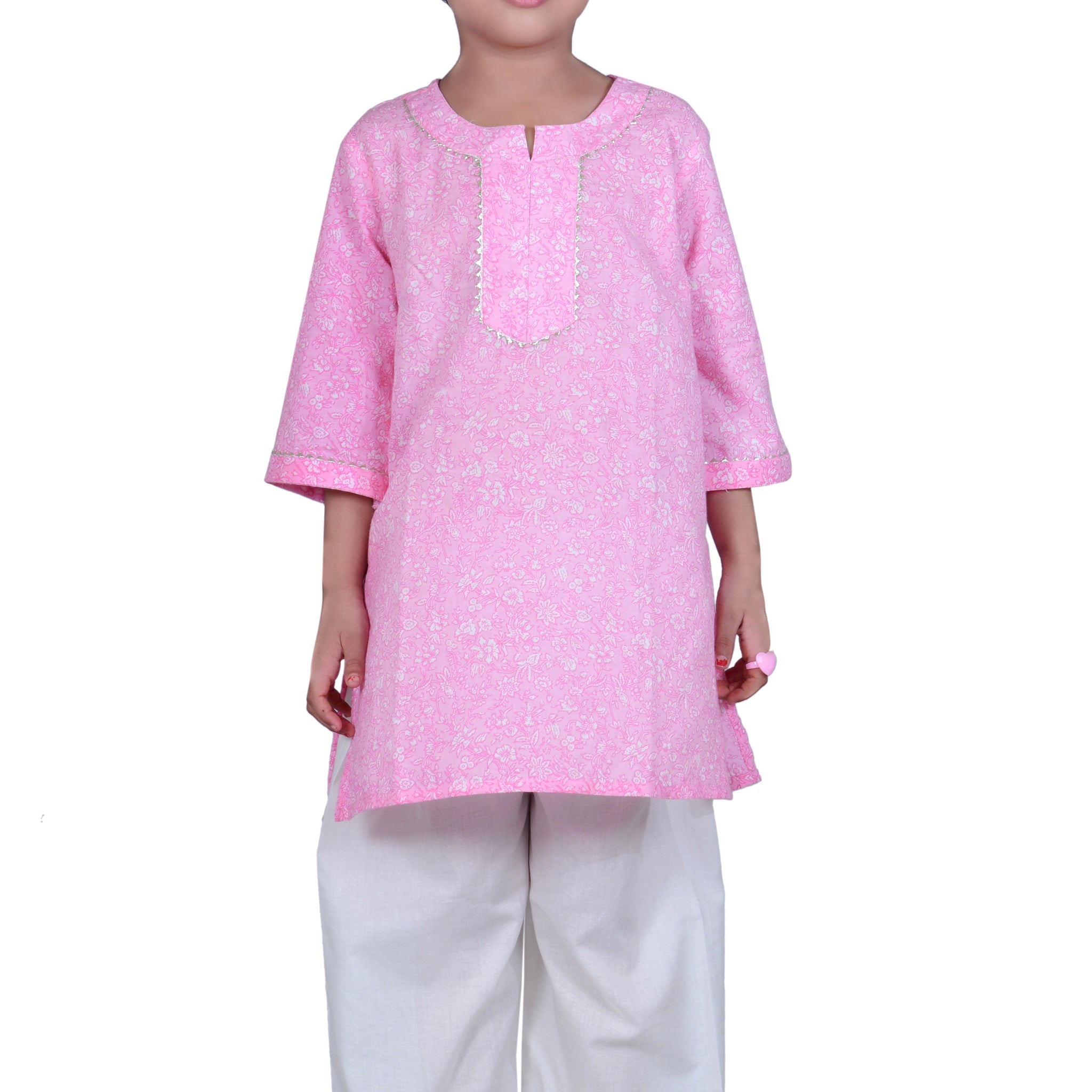 Pink and Cream Palazzo Suit - Set of -2