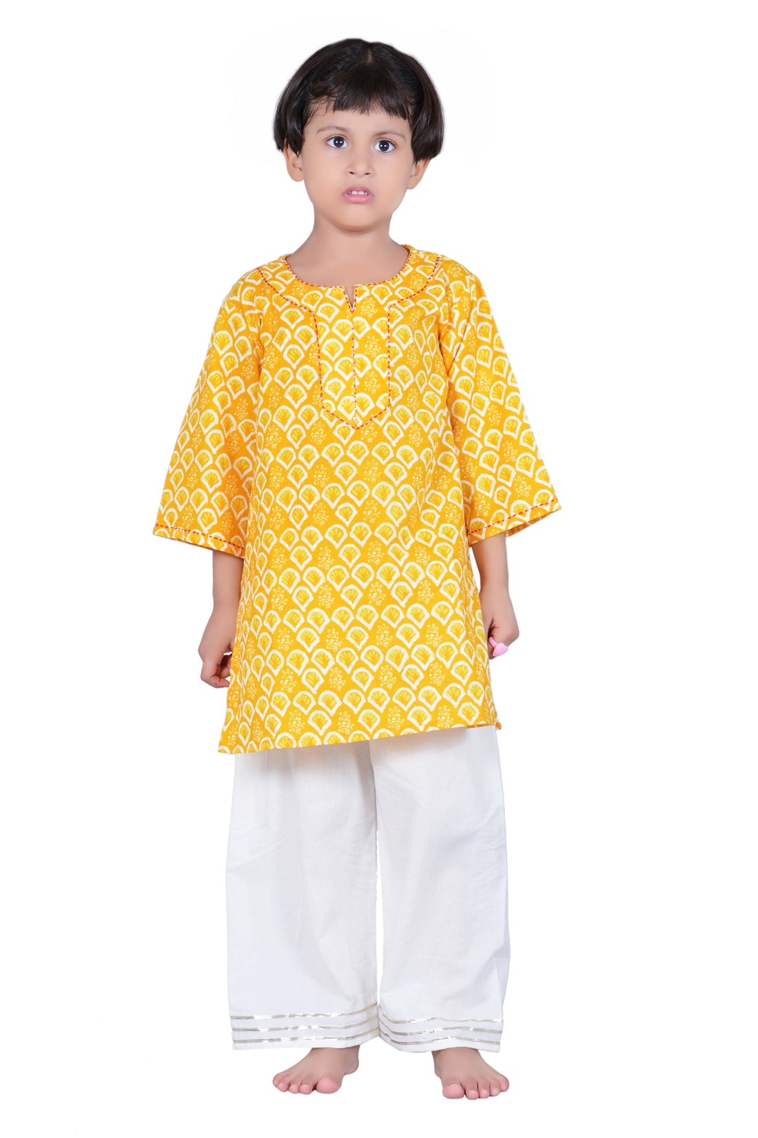 Yellow and White Palazzo Suit - Set of -2