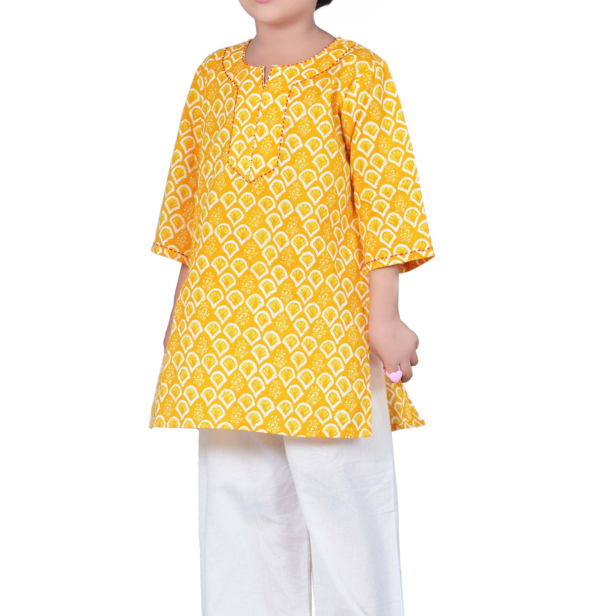 Yellow and White Palazzo Suit - Set of -2