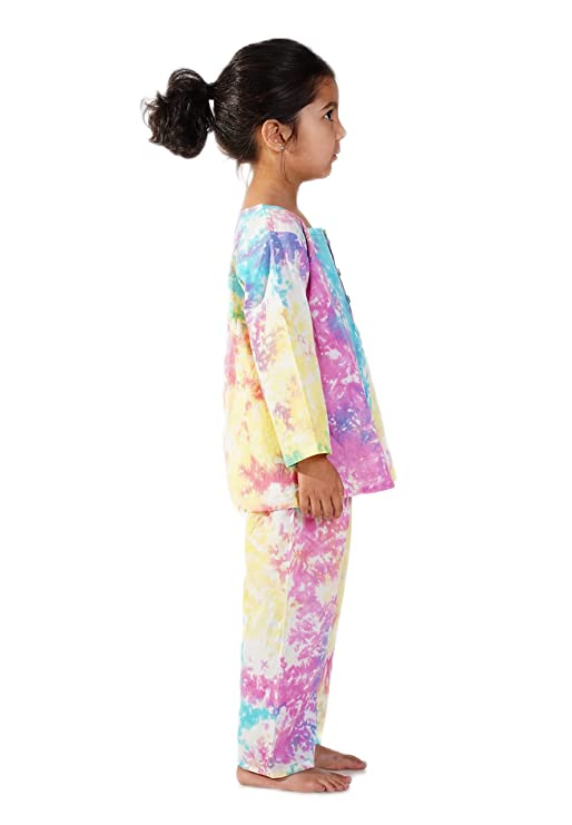 Hand crafted tie and dye cotton nightsuit for girls - side view -Chheent Jaipur