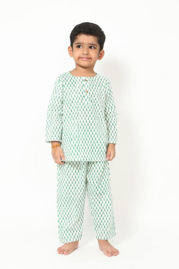 Green Booti Night Suit Unisex | Chheent Jaipur
