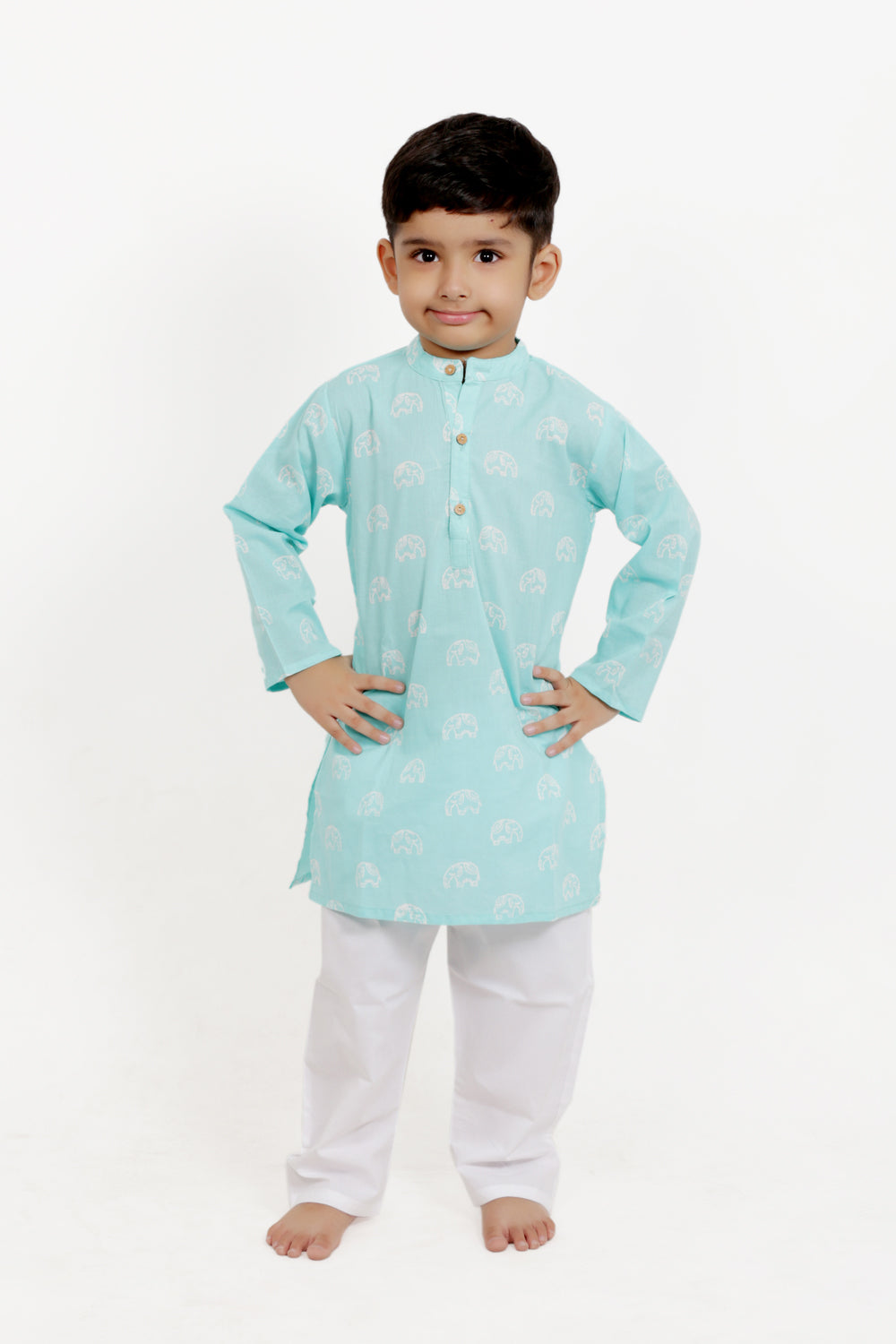Blue Elephant Printed Kurta Pajama Set of 2