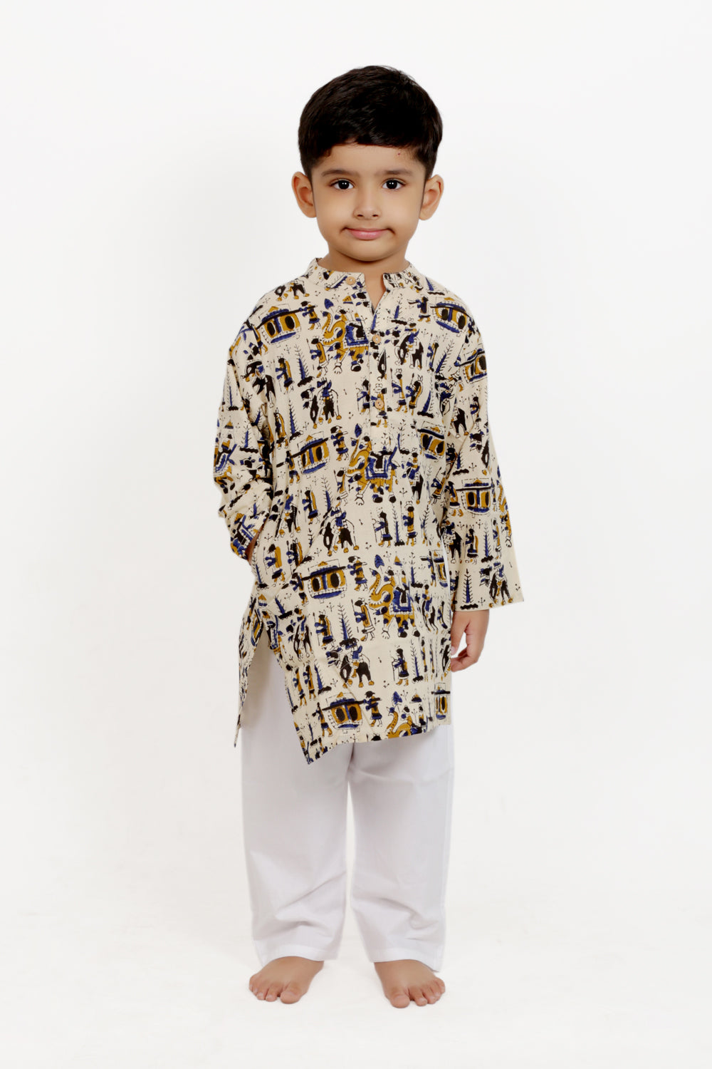 Beige Baraat Bagru Printed Kurta Pajama Set of 2