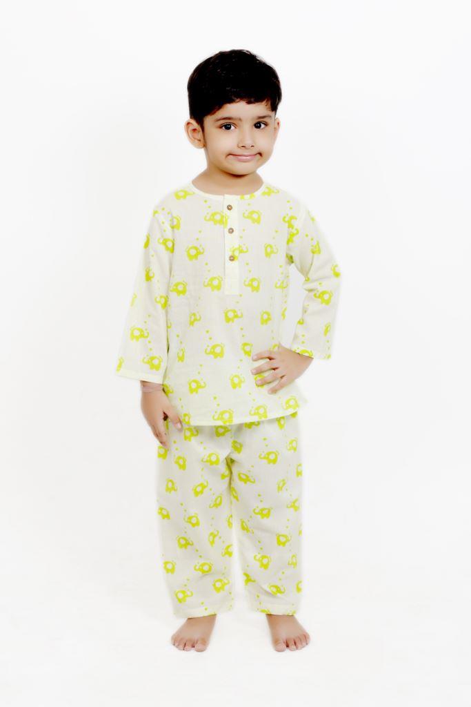Light Green Elephant Night Suit Unisex