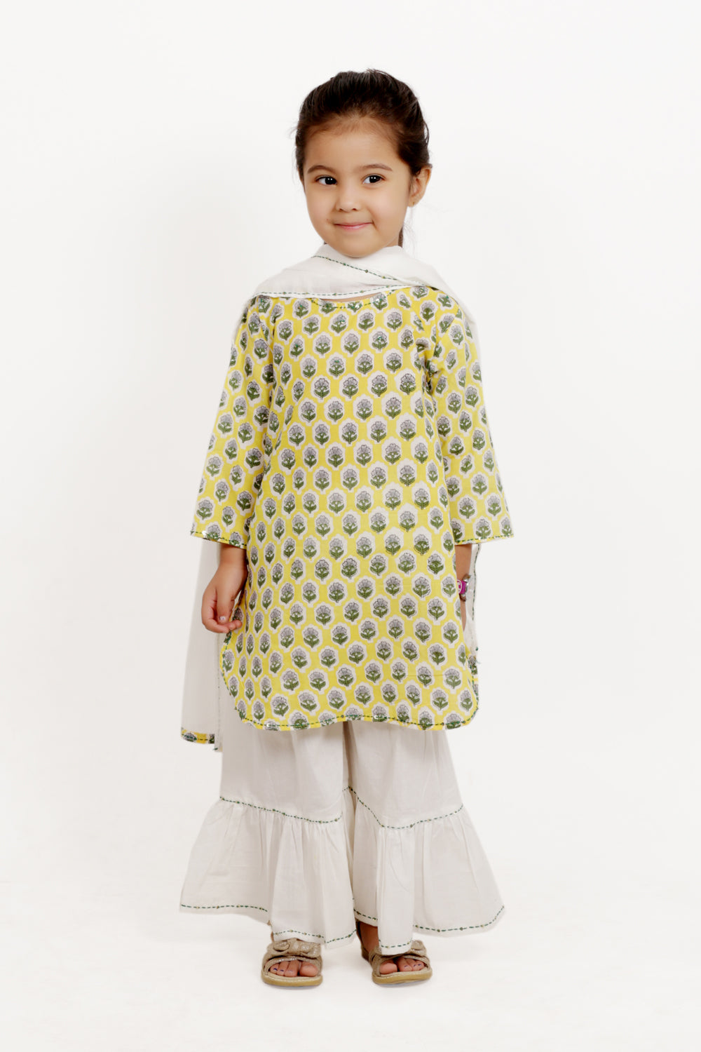 Yellow Booti Sharara Set of 3